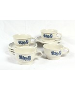 4 Pfaltzgraff Yorktowne Cup and Saucer Sets Blue Band Floral Stoneware VGC - $284.15 MXN