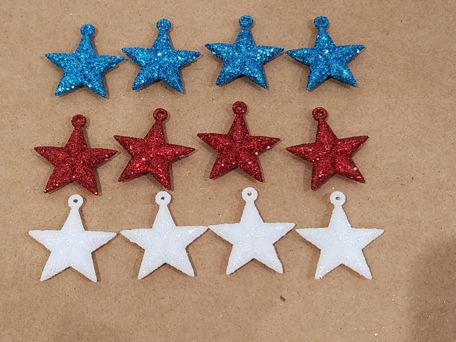 (12) MINI Patriotic 4th Of July Star Ornaments Red White Blue Ornaments 1&quot; - $9.89