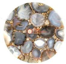 Handmade Brown Agate Large Round Agate Stone Tabletop, Agate Dinning Table Decor - £204.36 GBP+