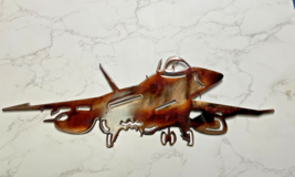 F 16 Fighter Jet Metal Wall Art Plane side view - Copper - 16 1/2&quot; x 5 1/2&quot; - £26.50 GBP
