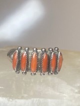 Zuni ring size 7.50 coral band petite point pinky sterling silver - £85.46 GBP