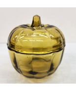 Vtg Heavy Anchor Hocking Glass Pumpkin Candy Dish With Lid Halloween Fal... - £19.16 GBP