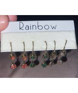 Rainbow Set Lot Of 3 Pairs Of Dangle Pierced Earrings Stones Orange Gree... - £5.97 GBP