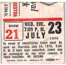 Hot Tuna Ticket Stub July 7 1975 Central Park New York NY - $41.29