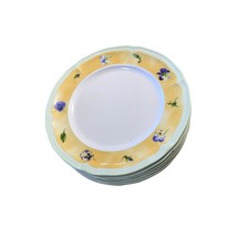 Superware Melamine Salad Plate Set of 6 Yellow FLoral Trim 8 in Diameter - £11.43 GBP