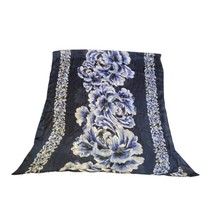 Catherines Blue Rose Boho Print Wrap Shawl Scarf Large Oversized Cape 36x68 - £26.21 GBP