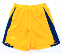 Under Armour Golden Yellow &amp; Blue UA Launch Run 7&quot; Brief Lined Shorts Men&#39;s M - £31.64 GBP