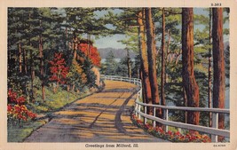Milford Illinois Il ~ Country Road ~ Greetings From ~1933 Cartolina - £5.42 GBP