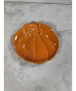 Vintage  Orange Pumpkin Soap Dish 6.5&quot;  Stoneware Fall Decor - £12.60 GBP