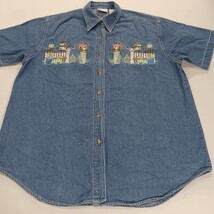 Bobbie Brooks BB159E Women's Blue Denim Floral Embroidered  Button Up Shirt Sz M image 12