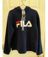 Fila Womens Caroline Sherpa Dark Blue Hoodie Pullover Size L New With Tags - £10.29 GBP