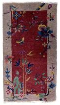 Handmade antique Art Deco Chinese rug 2.1&#39; x 3.10&#39; (64cm x 121cm) 1920s - £915.26 GBP