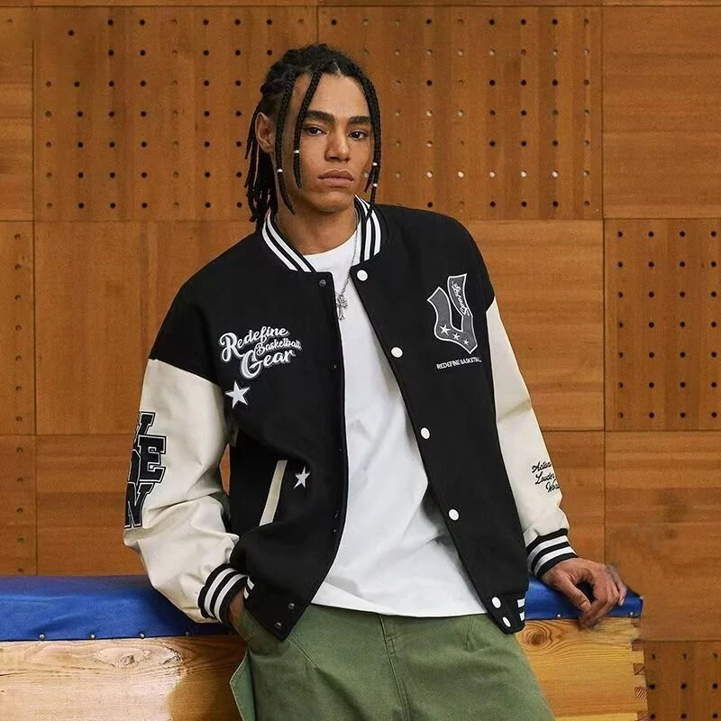Men Print Baseball Jacket Windbreaker Streetwear Winter Sportswear Baseb... - $1,221.87 MXN