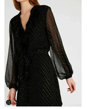 New $249 Paige Isabelle Belted Shirtdress Dress Sheer Shimmer Dot Size L - £42.48 GBP