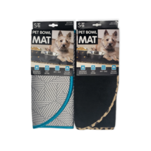 Pet Bowl Microfiber Dog/Cat Anti-Skid Bump Mat Protect Floors Grey or Black - £11.51 GBP