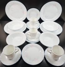 (4) Corelle Pink Trio 5 Pc Place Setting Corning Floral Microwavable Dis... - $118.47