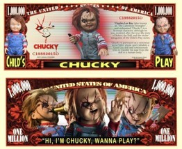 Chucky Doll Collectible Pack of 25 Novelty 1 Million Dollar Bill Money - £11.15 GBP