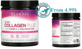 NeoCell Super Collagen 1 &amp; 3  Plus With Vitamin C &amp; Hyaluronic Acid 6.9 oz 195 g - £27.99 GBP