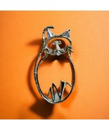 Brutalist Fat Cat Kitten Feline Open Modernist Large 3 In Gold Tone Broo... - $507.89 MXN