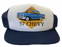 ‘57 Chevy Trucker Hat SnapBack Cap Adjustable Navy Blue &amp; White - $19.54