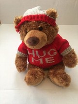 Gund 2013 Hug Me Little Brown Bear Plush Toy Sweater Beanie Rare - $17.78