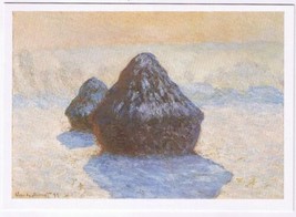 Postcard Claude Monet Haystacks Snow Effect 4 x 6 - £2.67 GBP