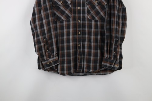 Vtg Carhartt Mens Large Distressed Heavyweight Spell Out Flannel Button Shirt Item image 3