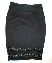 New NWT Womens Medium Carmen by Marc Valvo Skirt Black M Lace Inset Knee... - $118.79