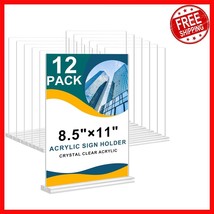 Durable 12 Pack Acrylic Tabletop Sign Holders - 8.5 x 11 Inches, Double-... - $65.95