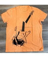 John Varvatos Star USA Men&#39;s Stone Wash Orange Broken Guitar Graphic T-S... - €32,37 EUR