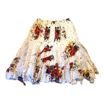 SOL Clothing Womens Floral Print Elastic Waist Smocked White Red Lined S... - $28.04