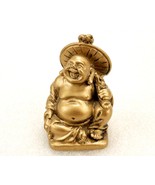 Happy Seated Buddha, Gold Painted Resin Figurine, Travel, Health, Good Luck - $275.58 MXN