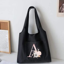 New Pink Flower Canvas Vest Shoulder Bag Cute Shopper Bag Female Daily Large Cap - £9.64 GBP