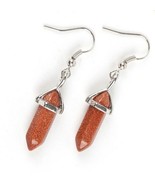 Earring Natural Stone Brown Sand Hexagonal Reiki  Bead Drop. Ready to Ship - €5,05 EUR