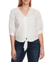 MSRP $79 Vince Camuto Eyelet Tie Front Top Natural Size Large (DEFECT) - £29.31 GBP