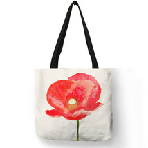 Pretty Bags for Women 2018 Simple Colorful Flower Prints Tote Bag Eco Linen Fabr - £13.75 GBP