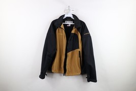 Vintage Columbia Mens Medium Spell Out Color Block Fleece Jacket Brown A... - $24.70