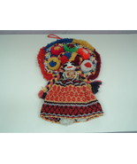 Vintage yarn doll handmade wall hanging vibrant mix of colors  southwest... - £15.44 GBP
