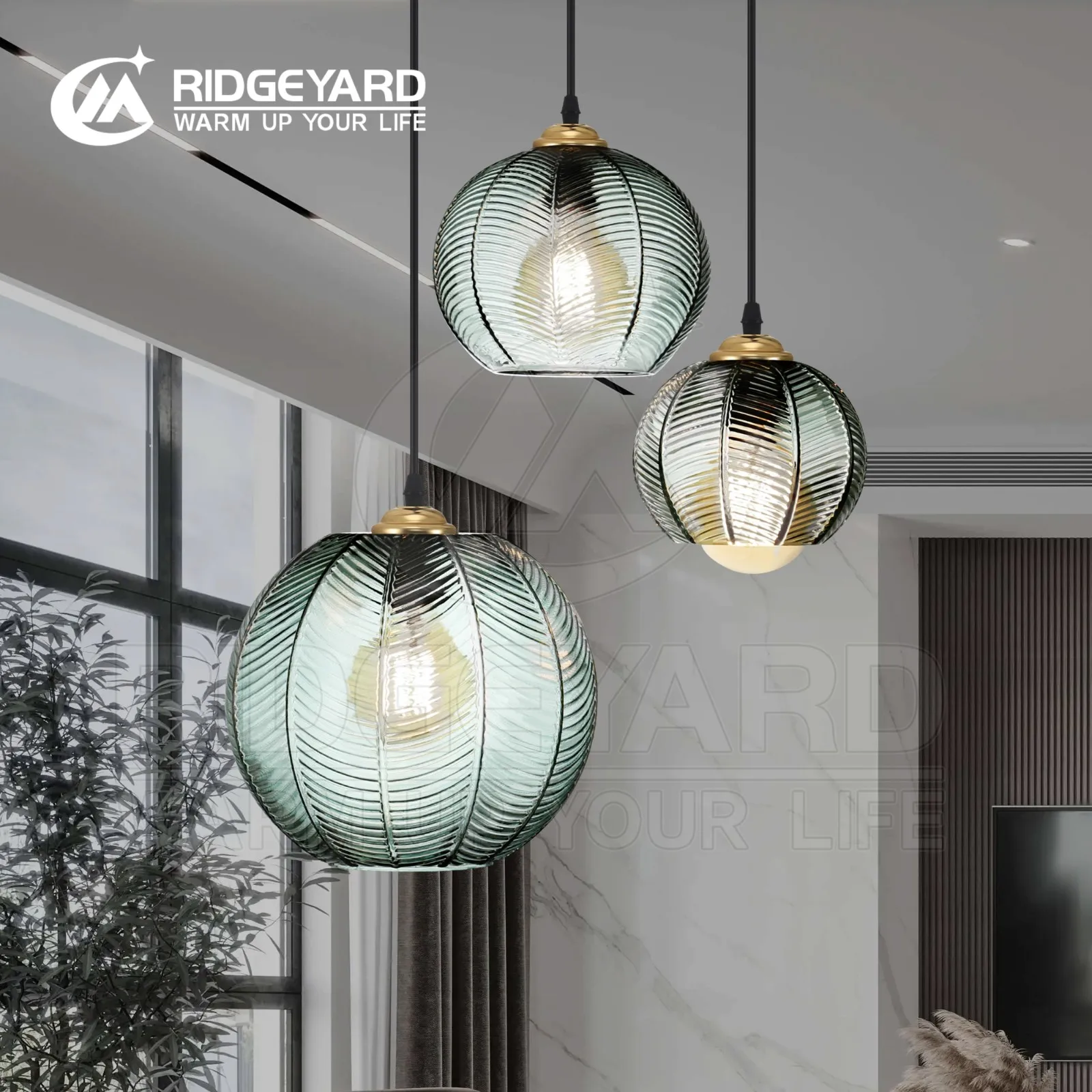 Ridgeyard Modern Nordic Chandelier 1/3 Heads Glass LED Pendant Lights In... - $55.33+
