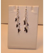 Sparkly Christmas Tree Icicles Sterling Silver Drop Dangle Earrings hook... - $19.99