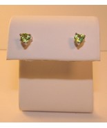 Genuine 1 Ct Peridot 925 Sterling Silver w/ Platinum Stud Earrings Heart... - $24.99