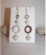 Fresh Water Pearl Sterling Silver Eternity Circle Dangle Hook Earrings - $24.99