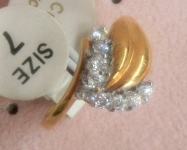 7pcs CZ diamond simulant 18k GEP engagement party cocktail lady&#39;s ring s... - £14.54 GBP