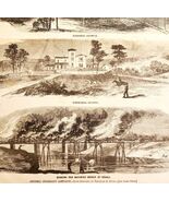 1864 Civil War General Sherman Campaign Wood Engraving Art Victorian Har... - €60,05 EUR