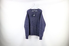 NOS Vintage 70s Streetwear Mens XL Blank Wool Blend Knit Crewneck Sweater Blue - £73.84 GBP