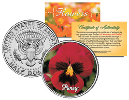 PANSY FLOWER JFK Kennedy Half Dollar US Colorized Coin - £6.84 GBP