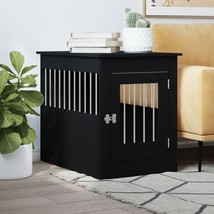 Dog Crate Furniture Black 55x80x68 cm Engineered Wood - £64.59 GBP