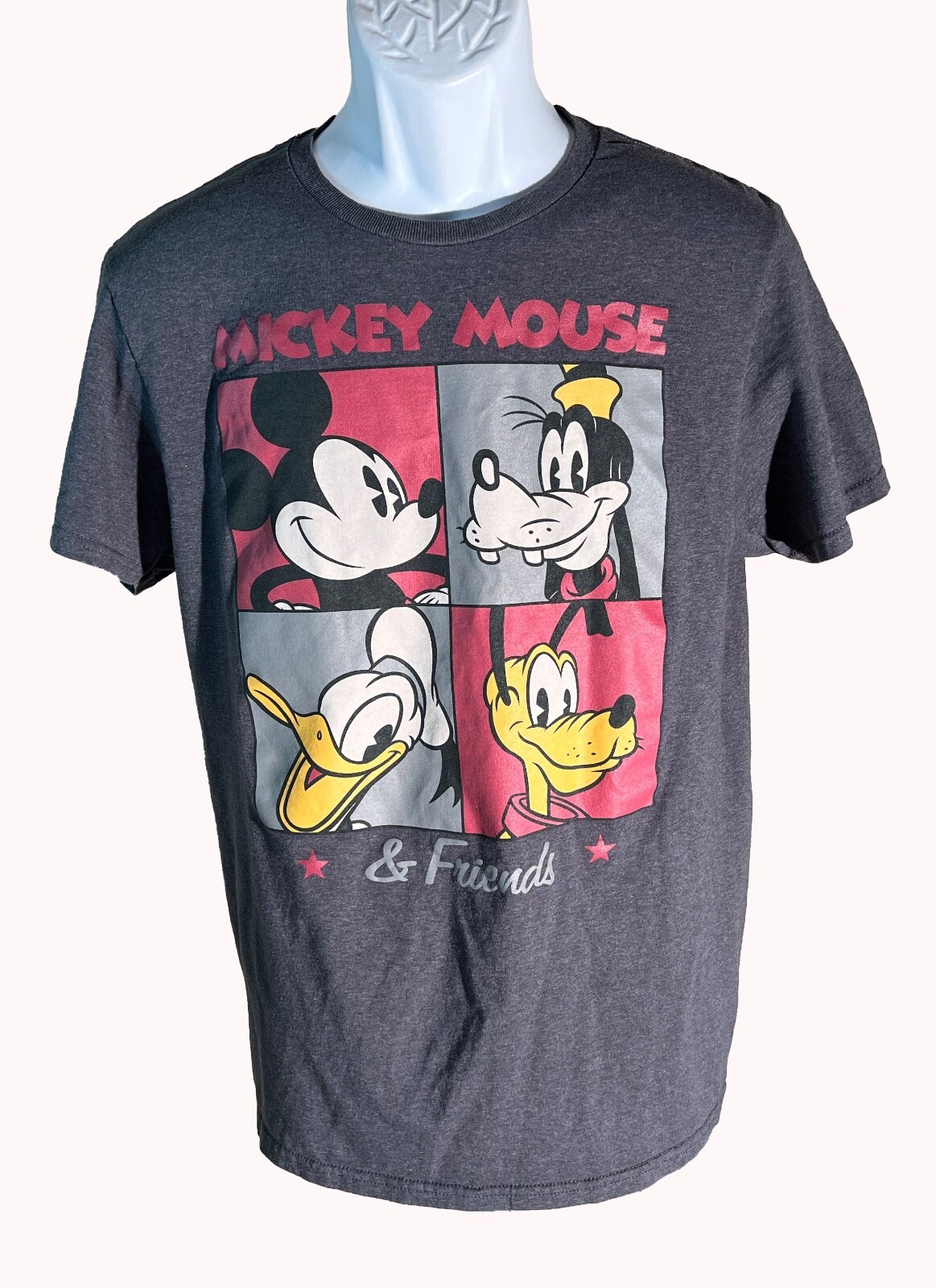 Disney Mickey Mouse Short Sleeve Pull-Over T-Shirt Gray Medium - $4.94