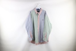 Vintage 90s Chaps Ralph Lauren Mens 17 34/35 Rainbow Striped Button Shirt Cotton - £38.89 GBP