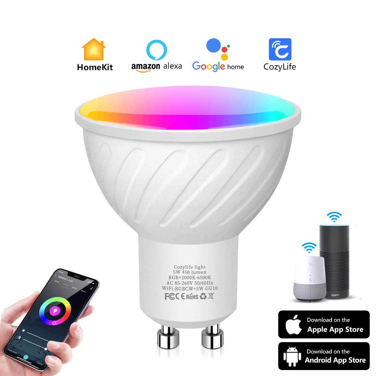 Smart WiFi LED light Bulb lamp Compatible With  HomeKit Siri Alexa Google istant - £144.15 GBP